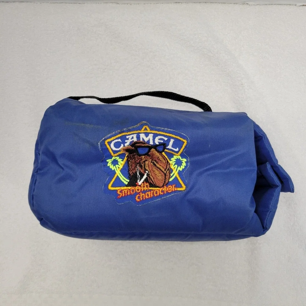 Vtg 90's Smooth Character Camel Cigarettes Kool Pak Handl Hook & Loop Bag Blue